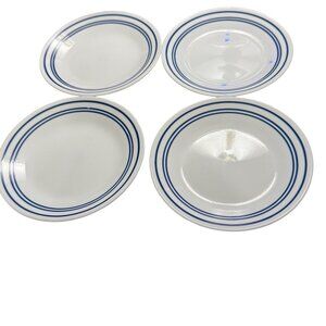 4 Corelle Vitrelle Classic Cafe White Bread Plates With Blue Stripes 6.75" Lot B